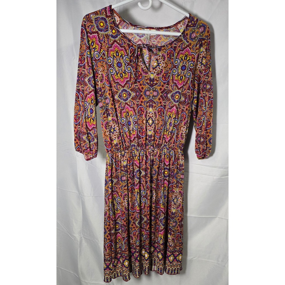 Tacera Boho Paisley Medallion Dainty Dress‎ Festival Women's Small